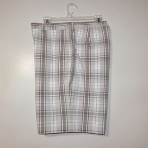 Perry Ellis 38 Plaid Sandbar Beige Zip Sho…